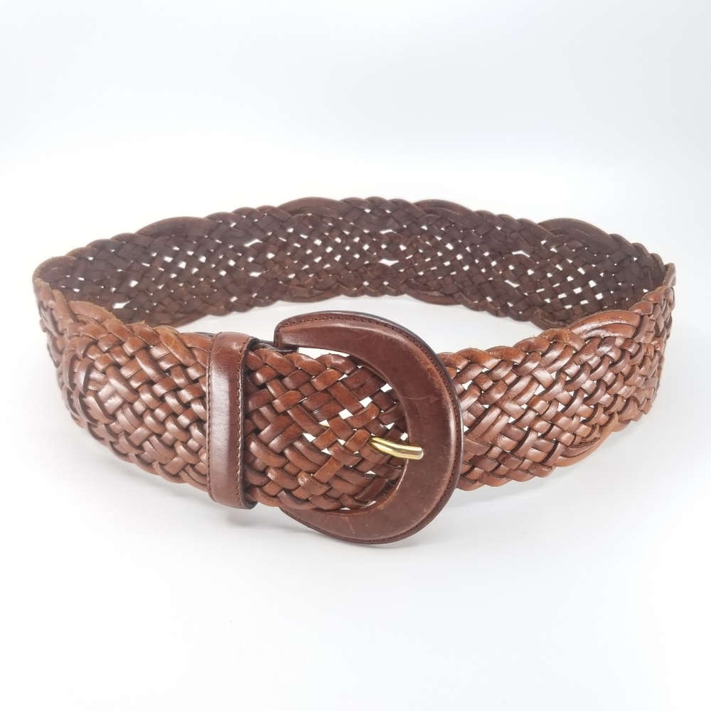 Vintage Harold's Italian Brown Woven Leather Belt